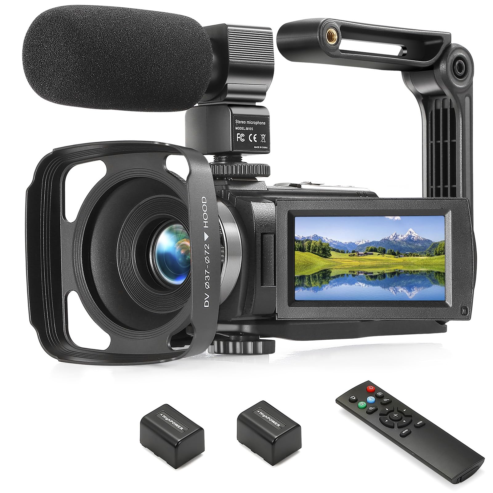 Camcorder Fhd 1080P Video Camera For Youtube With 30Fps 36Mp 3.0 Inch 270 Degree Rotation Lcd, 16X Digital Zoom Vlogging Camera